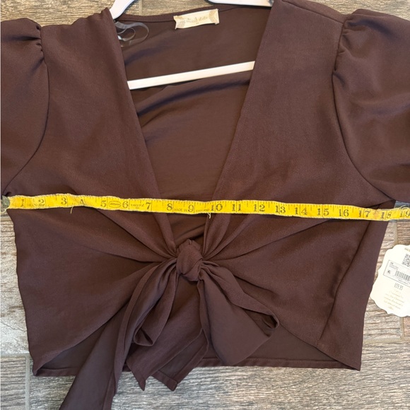 Altar’d State Chocolate Tie-Front Blouse - Picture 6 of 9